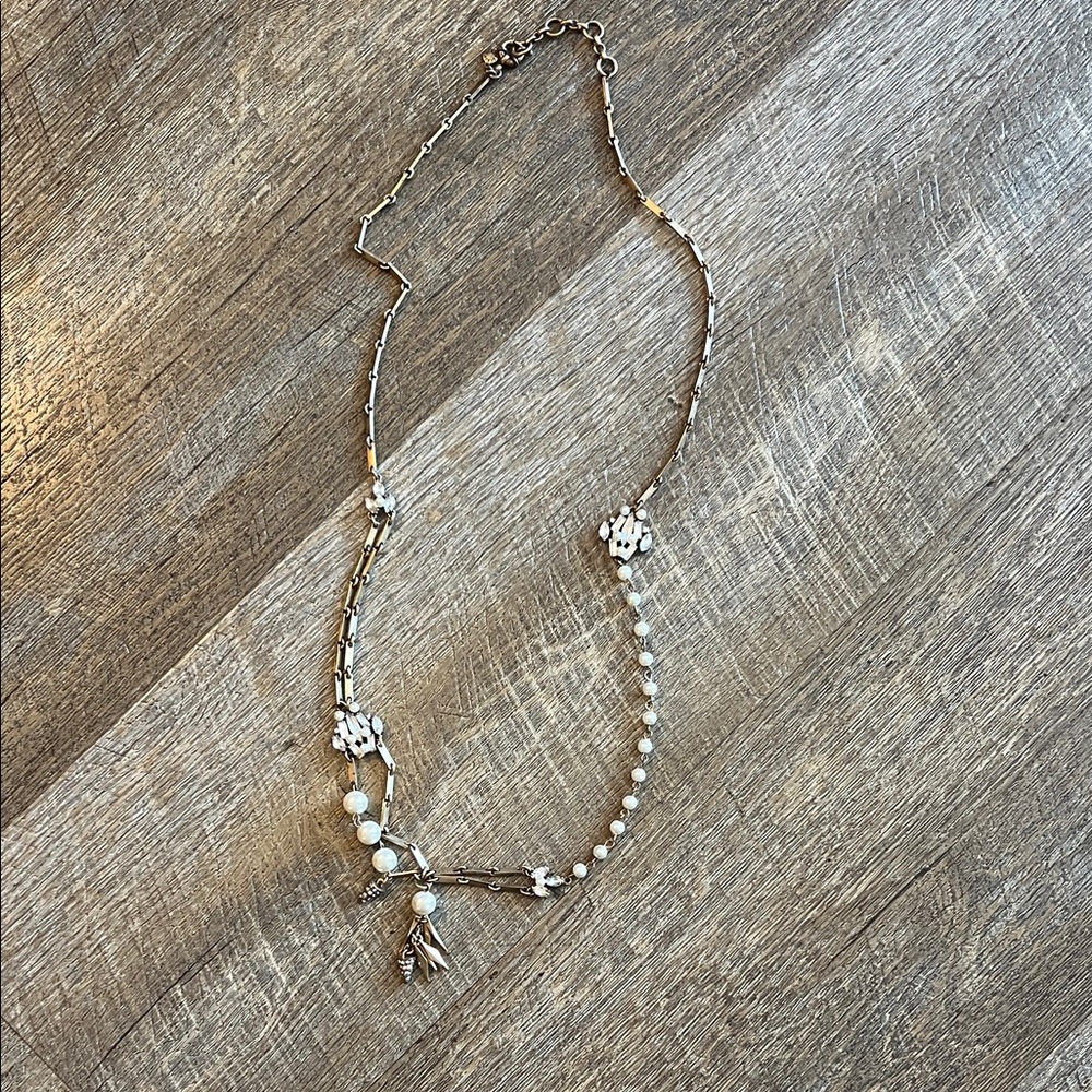 J. Crew Gold and White Pearl Necklace